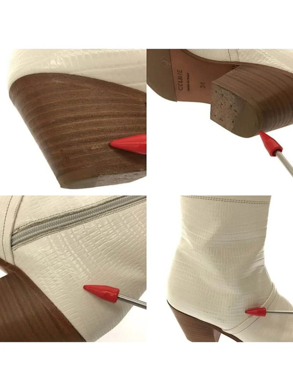 Celine Croc Shape Pressed Short Boots 34 White - Picture 10 of 10